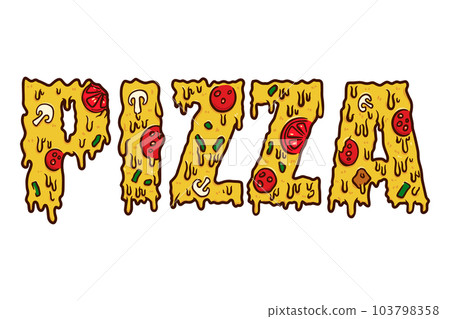 Word pizza made from pizza slices. Design element for poster, card, banner, sign, flyer.Vector illustration Word pizza made from pizza slices. Design element for poster, card, banner, sign, flyer.Vector illustration 103798358