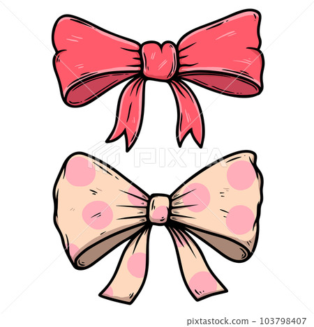 Illustration of bow knot in engraving style. Design element for poster, card, banner, sign. Vector illustration 103798407