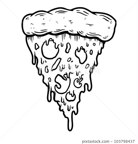 Illustration of slice of pizza. Design element for poster, card, banner, sign. Vector illustration Illustration of slice of pizza. Design element for poster, card, banner, sign. Vector illustration 103798437