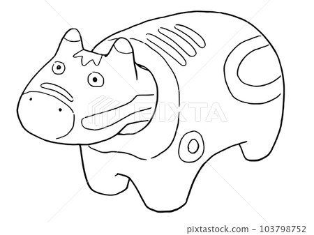 Line drawing Akabeko local souvenir Line drawing Akabeko local souvenir 103798752