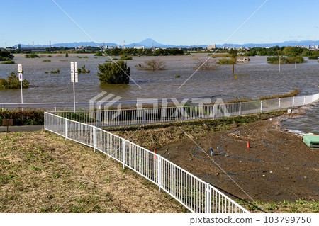 2019 East Japan typhoon, Saiko Doman Green Park submerged due to flood control effect 103799750