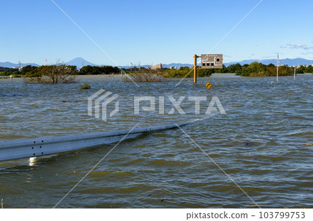2019 East Japan typhoon, Saiko Doman Green Park submerged due to flood control effect 2019 East Japan typhoon, Saiko Doman Green Park submerged due to flood control effect 103799753