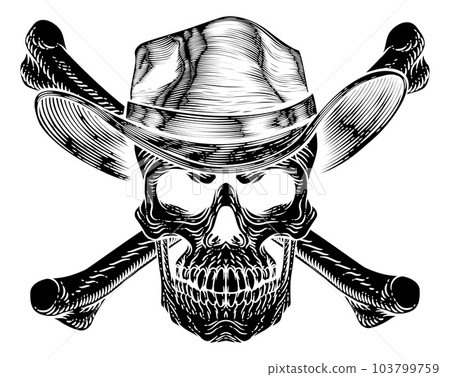 Cowboy Hat Western Skull Pirate Cross Bones Cowboy Hat Western Skull Pirate Cross Bones 103799759