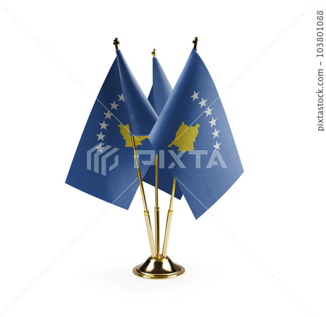 Small national flags of the Kosovo on a white background Small national flags of the Kosovo on a white background 103801088