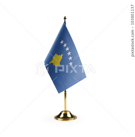 Small national flag of the Kosovo on a white background Small national flag of the Kosovo on a white background 103801137