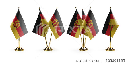 Small national flags of the DDR on a white background 103801165