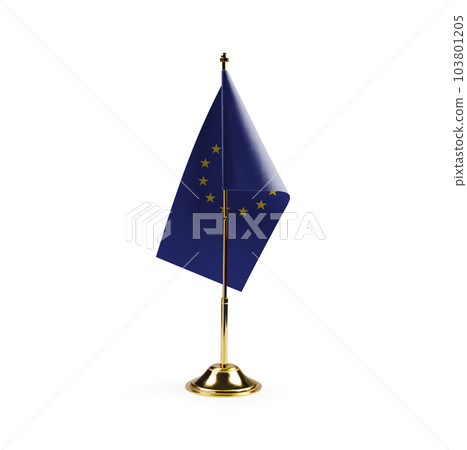 Small national flag of the European Union on a white background 103801205
