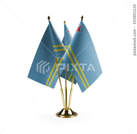 Small national flags of the Aruba on a white background 103801220