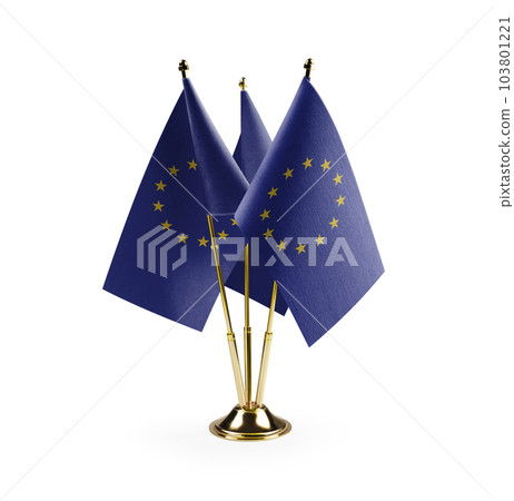 Small national flags of the European Union on a white background 103801221