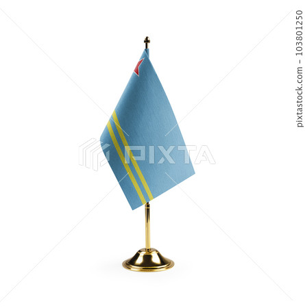 Small national flag of the Aruba on a white background 103801250