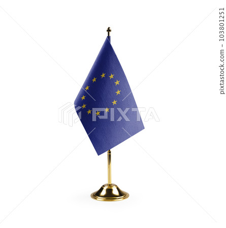 Small national flag of the European Union on a white background 103801251