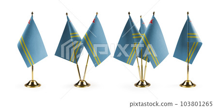 Small national flags of the Aruba on a white background 103801265