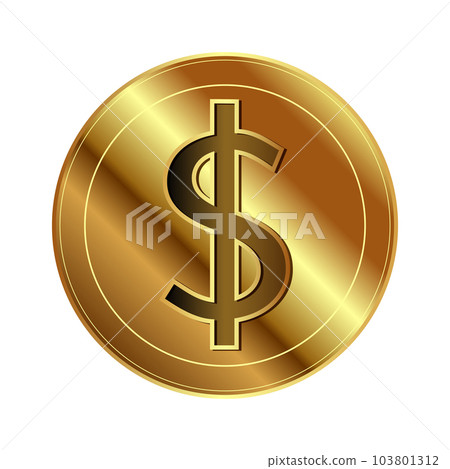 dollar gold coin dollar gold coin 103801312