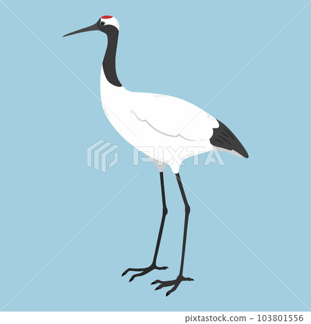 Hand-drawn illustration of a simple and cute crane No main line 103801556