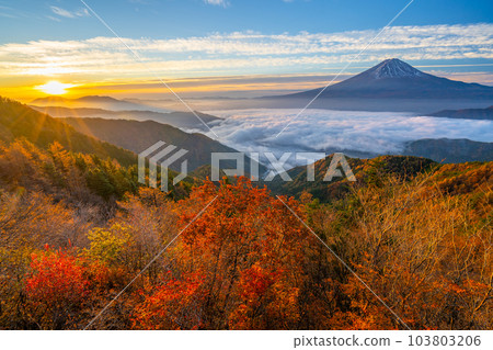新道關、雲海、紅葉、富士山、富士山雙台[山梨縣笛吹市] 103803206