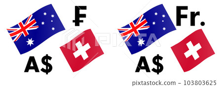 AUDCHF forex currency pair vector illustration. Australian and Swiss flag, with Dollar and Franc symbol. AUDCHF forex currency pair vector illustration. Australian and Swiss flag, with Dollar and Franc symbol. 103803625