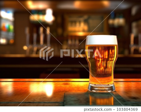 Beer in glass Illustration AI Generative 103804369