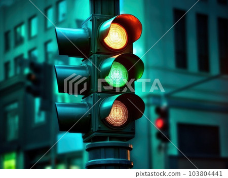 Traffic light background. Illustration AI Generative 103804441