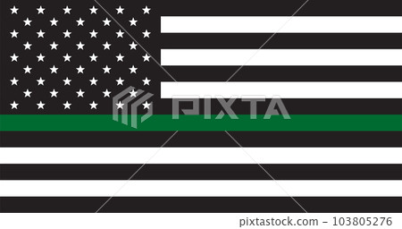 Military us flag.Black and white US Flag with green line. Military us flag.Black and white US Flag with green line. 103805276