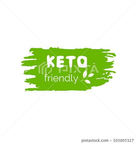 Keto friendly diet icon. Green vegetables textured badge with leaves for eco nutrition isolated on white background 103805327