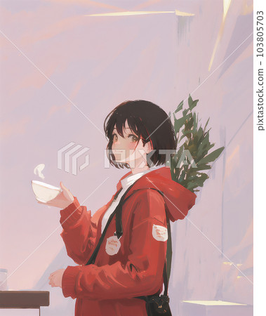 拿著茶杯的女人（AI 生成的圖像） 103805703