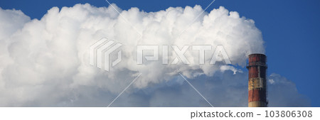 Toxic clouds of smoke come out of factory chimney Toxic clouds of smoke come out of factory chimney 103806308