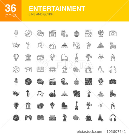 Entertainment Line Web Glyph Icons 103807341