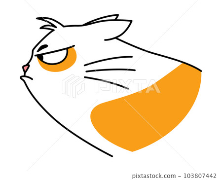 Cat expression. Cartoon pet with cute emotion, creative emoji of home animal. Vector illustration of funny mood of cat with big eyes 103807442