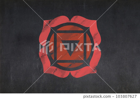 Root Chakra drawn on a blackboard Root Chakra drawn on a blackboard 103807627