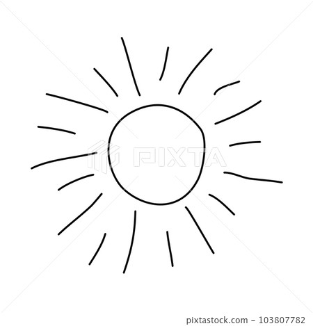 Simple sun icon, doodle style flat vector outline for coloring book 103807782