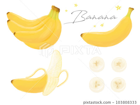 香蕉手繪水彩套裝圓片矢量圖 103808333