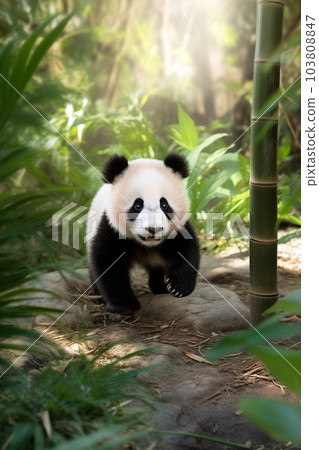 走在森林裡的大熊貓幼崽 走在森林裡的大熊貓幼崽 103808847
