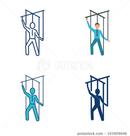 Marionette icon set in flat and line style Marionette icon set in flat and line style 103809046