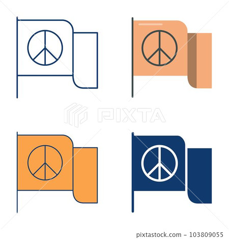Flag with peace sign icon set Flag with peace sign icon set 103809055