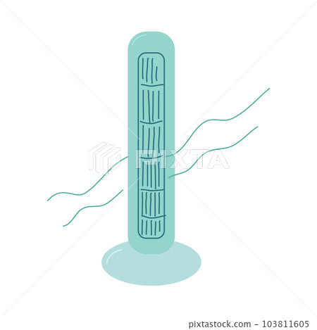 Home household fan isolated on white background. Outdoor. A device for climate control and air cooling. Vector flat illustration. Home household fan isolated on white background. Outdoor. A device for climate control and air cooling. Vector flat illustration. 103811605