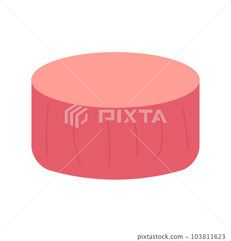 Upholstered furniture for house, cozy round pouf. Banner design, flyers. Vector flat illustration... Upholstered furniture for house, cozy round pouf. Banner design, flyers. Vector flat illustration... 103811623