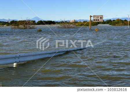 Saiko Doman Green Park (Saitama Prefecture) submerged due to the 2019 East Japan typhoon and flood control effects 103812616