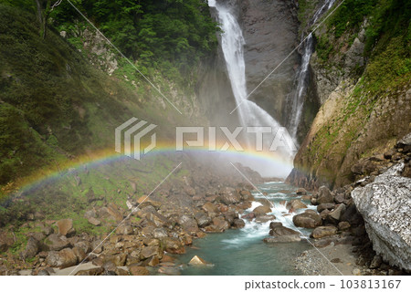 Fresh green Shomyo Falls and rainbow Fresh green Shomyo Falls and rainbow 103813167