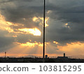 Sunset and clouds on a country road at dusk 103815295