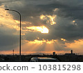 Sunset and clouds on a country road at dusk 103815298