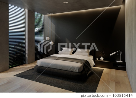 Modern bedroom interior design contemporary, with natural tones on the room, walls, floor and ceiling. rendering illustration Modern bedroom interior design contemporary, with natural tones on the room, walls, floor and ceiling. rendering illustration 103815414