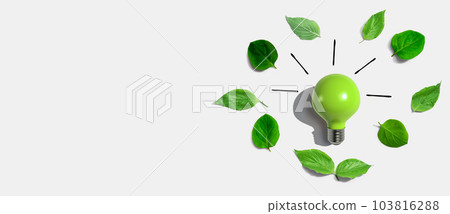 Light bulbs with green leaves Light bulbs with green leaves 103816288