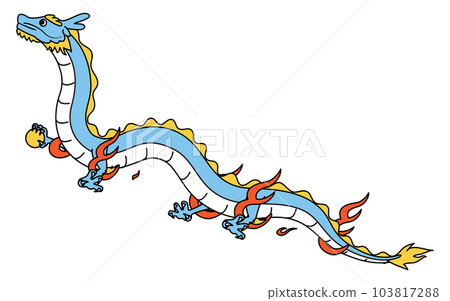 New Year's card material for the 2024 dragon year, rising dragon flying in the sky (dragon, dragon, dragon) 103817288