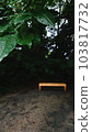A bench in a dark park after rain 103817732