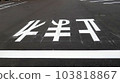 停車場內繪製的白線和警告信 103818867