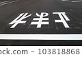 停車場內繪製的白線和警告信 103818868