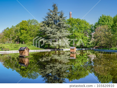 Big pond in the Victory park in Odessa, Ukraine. Big pond in the Victory park in Odessa, Ukraine. 103820910