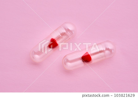 Capsules with hearts. Valentine's day illustration. Concept. 103821629