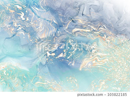 Modern art painting in alcohol ink background, green and blue marble stone with gold Modern art painting in alcohol ink background, green and blue marble stone with gold 103822185