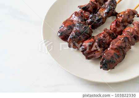 grilled chicken liver skewer yakitori serve in izakaya style grilled chicken liver skewer yakitori serve in izakaya style 103822330